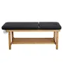 Medical Exam Table, Wooden Framed Medical Examination Bed, Physical Therapy Exam Table with Adjustable Backrest, Storage Shelf &