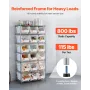 7-Tier Rolling Bin Storage Rack, 18 Organizer Bins, Bin Rack Storage Steel Wire Shelving System with Wheels, Mobile Tool Organiz