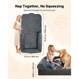 VEVOR Human Dog Bed, 1790 x 950 x 240 mm Orthopedic Memory Foam Human Sized Dog Bed, Humans Pet Beds with Side Pocket, Handle & 