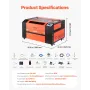 VEVOR 60W CO2 Laser Engraver, 600 x 400 mm, CO2 Laser Engraver Cutter Machine with 4 Way Pass Air Assist, Engraving Cutting Mach