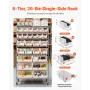 VEVOR 8-Tier Rolling Bin Storage Rack, 26 Organizer Bins, Bin Rack Storage Steel Wire Shelving System with Wheels, Mobile Tool O