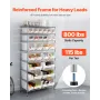 8-Tier Rolling Bin Storage Rack, 26 Organizer Bins, Bin Rack Storage Steel Wire Shelving System with Wheels, Mobile Tool Organiz