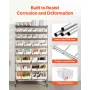 8-Tier Rolling Bin Storage Rack, 26 Organizer Bins, Bin Rack Storage Steel Wire Shelving System with Wheels, Mobile Tool Organiz