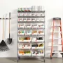8-Tier Rolling Bin Storage Rack, 26 Organizer Bins, Bin Rack Storage Steel Wire Shelving System with Wheels, Mobile Tool Organiz