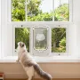 Cat Door for Window, Adjustable to Fit Window Width 787-914 mm, 4 Secure Lock Modes, Aluminum Frame and High-Transparency Glass,