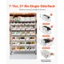VEVOR 7-Tier Rolling Bin Storage Rack, 26 Organizer Bins, Bin Rack Storage Steel Wire Shelving System with Wheels, Mobile Tool O