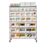 7-Tier Rolling Bin Storage Rack, 26 Organizer Bins, Bin Rack Storage Steel Wire Shelving System with Wheels, Mobile Tool Organiz