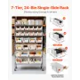 7-Tier Rolling Bin Storage Rack, 24 Organizer Bins, Bin Rack Storage Steel Wire Shelving System with Wheels, Mobile Tool Organiz
