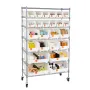 VEVOR 7-Tier Rolling Bin Storage Rack, 24 Organizer Bins, Bin Rack Storage Steel Wire Shelving System with Wheels, Mobile Tool O