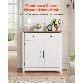 VEVOR Coffee Bar Cabinet, Farmhouse Coffee Bar Table with Drawer, Buffet Stand Cabinet with 2 Barn Door, Sideboard Buffet Statio