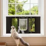 VEVOR Cat Door for Window, Adjustable to Fit Window Width 686-813 mm, 4 Secure Lock Modes, Aluminum Frame and High-Transparency 