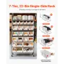 VEVOR 7-Tier Rolling Bin Storage Rack, 22 Organizer Bins, Bin Rack Storage Steel Wire Shelving System with Wheels, Mobile Tool O