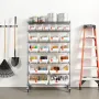 7-Tier Rolling Bin Storage Rack, 22 Organizer Bins, Bin Rack Storage Steel Wire Shelving System with Wheels, Mobile Tool Organiz