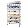 7-Tier Rolling Bin Storage Rack, 22 Organizer Bins, Bin Rack Storage Steel Wire Shelving System with Wheels, Mobile Tool Organiz