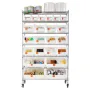 VEVOR 7-Tier Rolling Bin Storage Rack, 22 Organizer Bins, Bin Rack Storage Steel Wire Shelving System with Wheels, Mobile Tool O