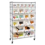 VEVOR 7-Tier Rolling Bin Storage Rack, 22 Organizer Bins, Bin Rack Storage Steel Wire Shelving System with Wheels, Mobile Tool O