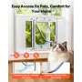 VEVOR Cat Door for Window, Adjustable to Fit Window Width 584-711 mm, 4 Secure Lock Modes, Aluminum Frame and High-Transparency 