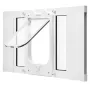 Cat Door for Window, Adjustable to Fit Window Width 584-711 mm, 4 Secure Lock Modes, Aluminum Frame and High-Transparency Glass,