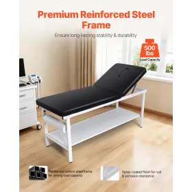 VEVOR Medical Exam Table, 227kg Loading Medical Examination Bed with 0°–40° Adjustable Backrest, Physical Therapy Exam Table wit