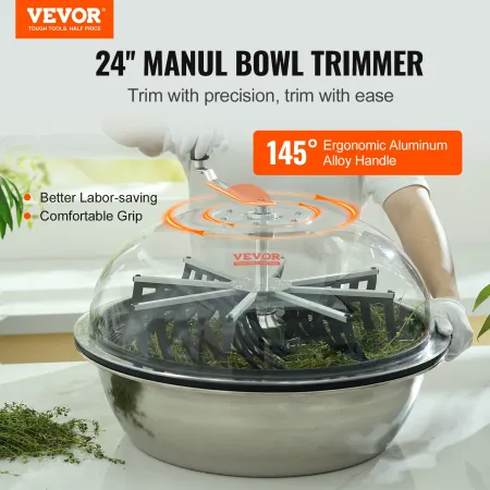 Leaf Bowl Trimmer, 731.5 cm Trimmer Bowl, Manual Bud Trimmer with Stainless-Steel Blades for Twisted Spin Cut, Clear Visibility 