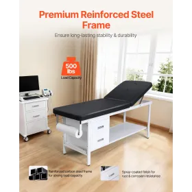 VEVOR Medical Exam Table, Medical Examination Bed & Adjustable Backrest, Physical Therapy Exam Table with Drawers, Storage Shelf