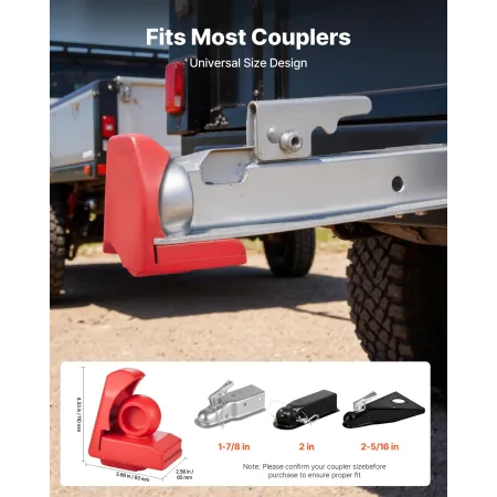 Trailer Hitch Lock, Fits for 46 mm, 50.8 mm, 58.7 mm Couplers, Heavy-Duty Anti-Theft Trailer Ball Lock with 3 Keys, Prying-Resis