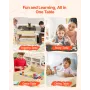 Kids Table and 2 Chairs Set, Toddler Table and Chair Set with Storage Space under the Table, Cloth Storage Box under the Chairs,