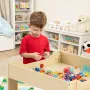 Kids Table and 2 Chairs Set, Toddler Table and Chair Set with Storage Space under the Table, Cloth Storage Box under the Chairs,