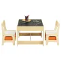 Kids Table and 2 Chairs Set, Toddler Table and Chair Set with Storage Space under the Table, Cloth Storage Box under the Chairs,