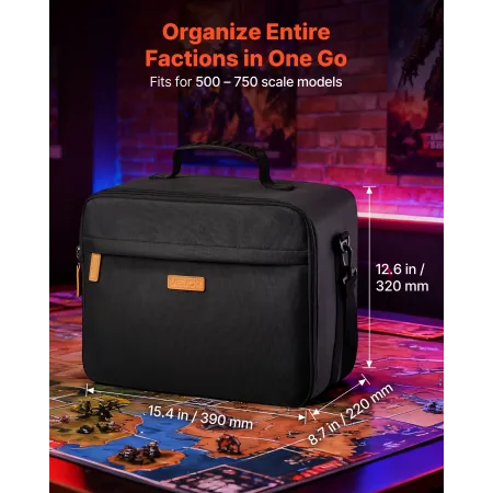 VEVOR Miniature Storage Carrying Figure Bag, Fits for 1:500-1:750 Scale Models, Miniature Transport Bag with Adjustable Shoulder