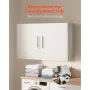 Laundry Room Wall Cabinet, 2-Tier Wall Mounted Hanging Cabinet with Adjustable Shelf, Cupboard Storage with 2 Doors, for Kitchen