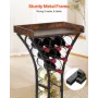 VEVOR 15 Bottle Wine Rack,Iron Freestanding Floor Wine Holder, Mini Bar Stand Liquor Cabinet with Wood Tabletop, For Home Bar,Ki