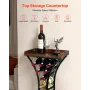 VEVOR 15 Bottle Wine Rack,Iron Freestanding Floor Wine Holder, Mini Bar Stand Liquor Cabinet with Wood Tabletop, For Home Bar,Ki