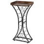 15 Bottle Wine Rack,Iron Freestanding Floor Wine Holder, Mini Bar Stand Liquor Cabinet with Wood Tabletop, For Home Bar,Kitchen,