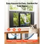 Cat Door for Window, Adjustable to Fit Window Width 787-914 mm, 4 Secure Lock Modes, Aluminum Frame and High-Transparency Glass,