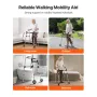 VEVOR Folding Walker, 2-Button Foldable Walker with Solid Wheels & 8-Level Adjustable Height, 159KG Loading Lightweight Aluminum