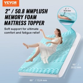 Mattress Topper Soft Memory Foam Cooling Gel Infusion Queen Size 50.8 mm