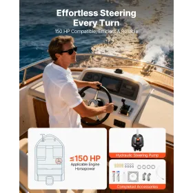 VEVOR Hydraulic Steering Helm Pump, 110kW (150 HP), Helm Pump for Boat, with 6.9 MPa/1000 psi Max Working Pressure, Aluminum All