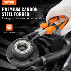 Snapringstang sæt, 4-delt 0,07 "spidsdiameter, høj kulstofstål lige og bøjet kæbe, kraftig intern og ekstern