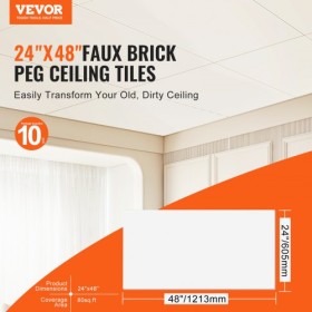 Ceiling Tiles 10-Pack 24 x 24 in PVC Foam Fire-Rated Smooth White
