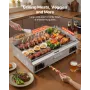 Commercial Electric Griddle, 28.54 x 15.75 in, 4400W, 122-570°F Adjustable Temp Control, Stainless Steel Countertop, Half Groove