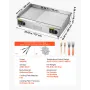 Commercial Electric Griddle, 28.54 x 15.75 in, 4400W, 122-570°F Adjustable Temp Control, Stainless Steel Countertop, Half Groove