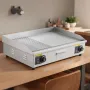 Commercial Electric Griddle, 28.54 x 15.75 in, 4400W, 122-570°F Adjustable Temp Control, Stainless Steel Countertop, Half Groove