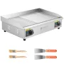 VEVOR Commercial Electric Griddle, 28.54 x 15.75 in, 4400W, 122-570°F Adjustable Temp Control, Stainless Steel Countertop, Half 