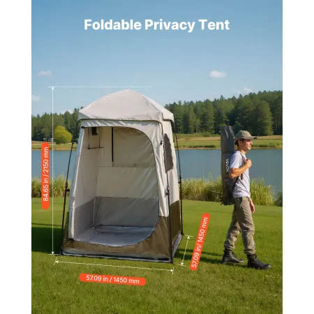 Camping brusetelt, 1 værelse, sammenfoldeligt privat telt