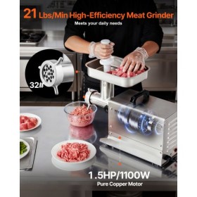 Commercial Electric Meat Grinder 21 Lbs/Min Sausage Stuffer Maker Kitchen
