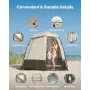 VEVOR Camping Shower Tent, 2-Room Foldable Privacy Tent Changing Room with Ground Stakes, Ropes, Carry Bag, and Crossbar, 150D O