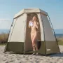 VEVOR campingbrusetelt, 2-værelses sammenfoldeligt privattelt omklædningsrum med jordpæle, reb, bæretaske og tværstang, 150D O