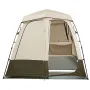Camping Shower Tent, 2-Room Foldable Privacy Tent Changing Room with Ground Stakes, Ropes, Carry Bag, and Crossbar, 150D Oxford 