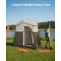 Camping Shower Tent, 2-Room Foldable Portable Privacy Tent Changing Room with Ground Stakes, Ropes, and Carry Bag, 150D Oxford F